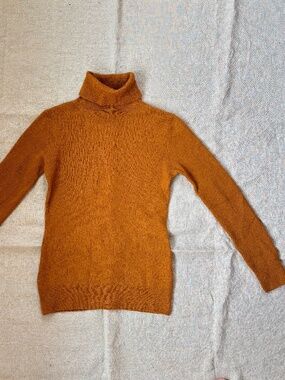 Merino wool orange turtleneck sweater by TOAST, UK. Size XS or Girl 10-14